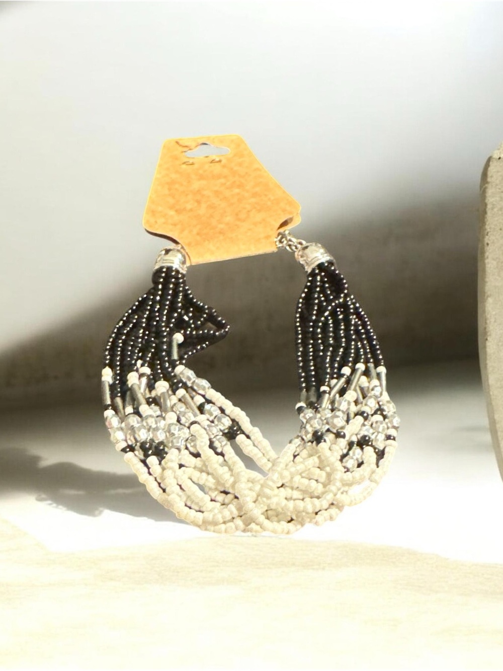 Black and Cream Beaded Multi-Strand Bracelet
440